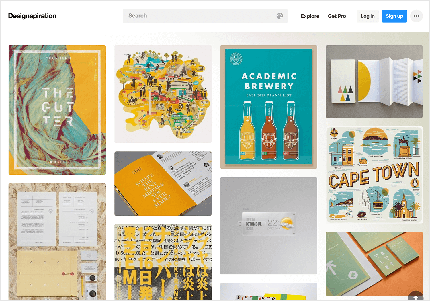 designspiration as source for web design ideas